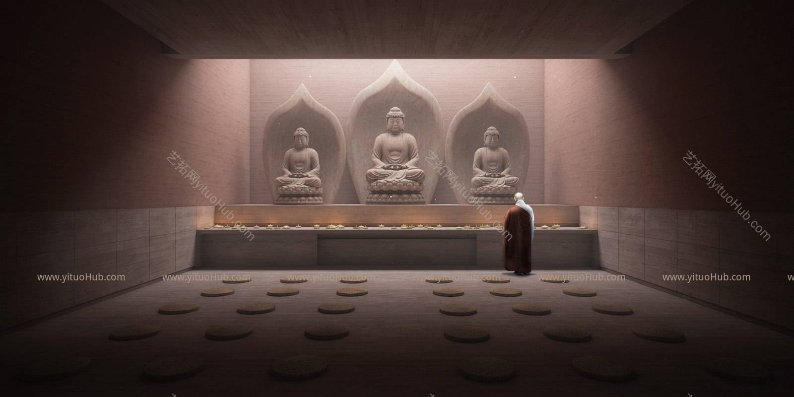 寺庙建筑效果图