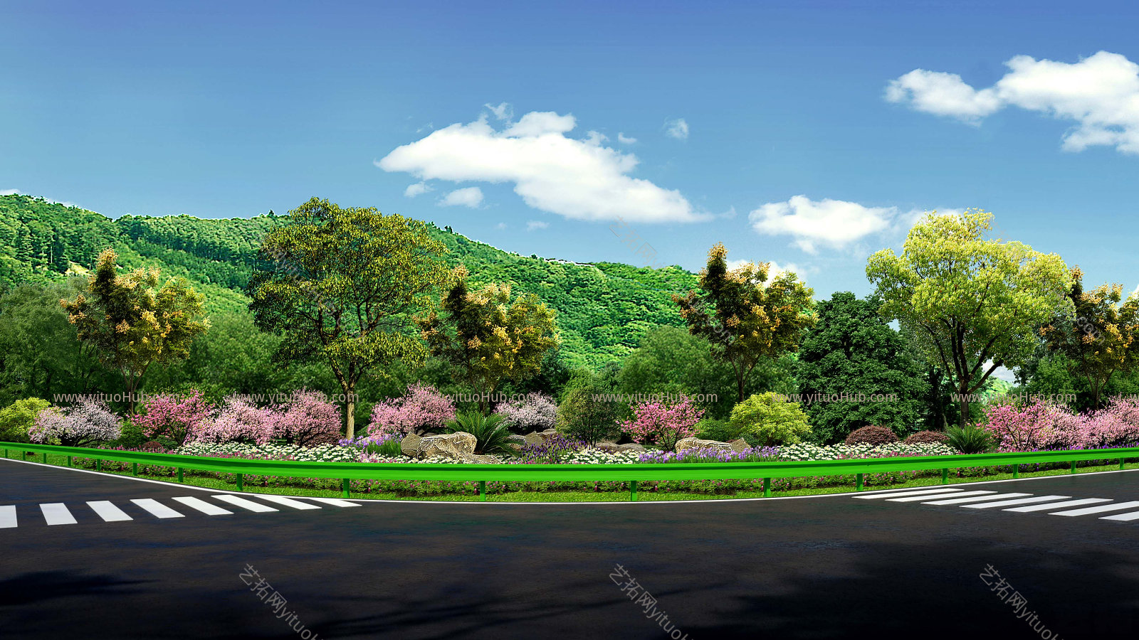 道路交口景观转角绿化