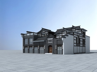 中式商业建筑模型