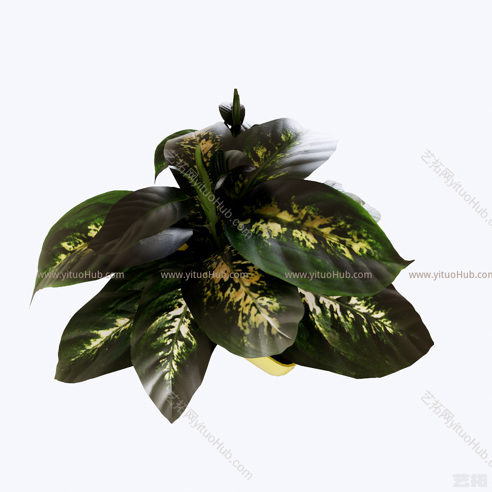 植物盆栽绿叶（减面SU版本8）