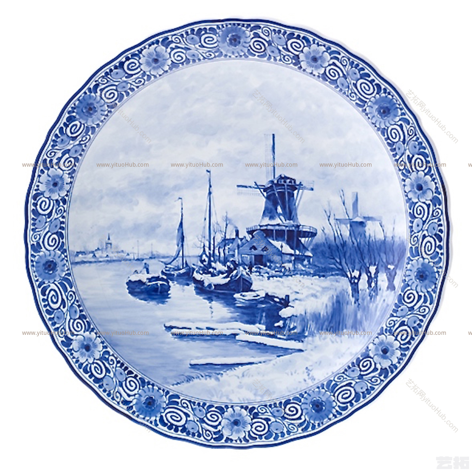 青花瓷盘子贴图
