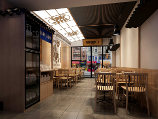 现代快餐店 吊灯 挂画