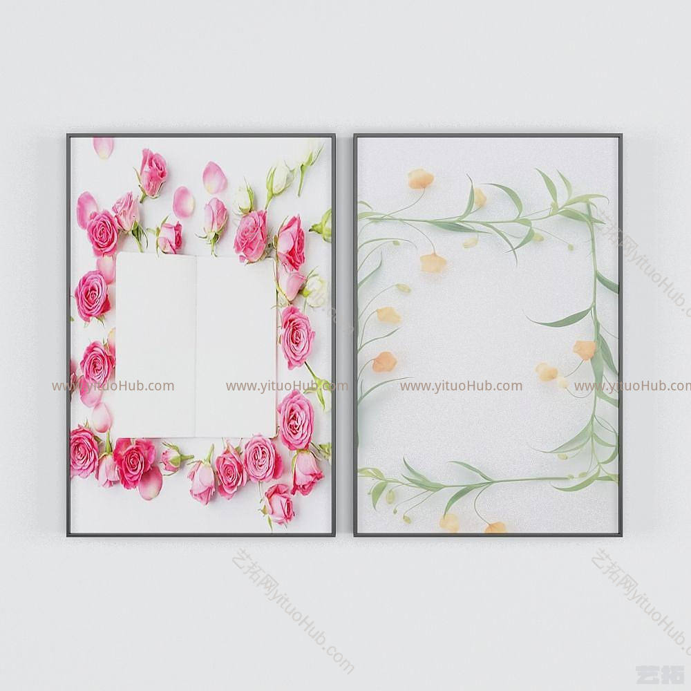 现代玫瑰花装饰画模型
