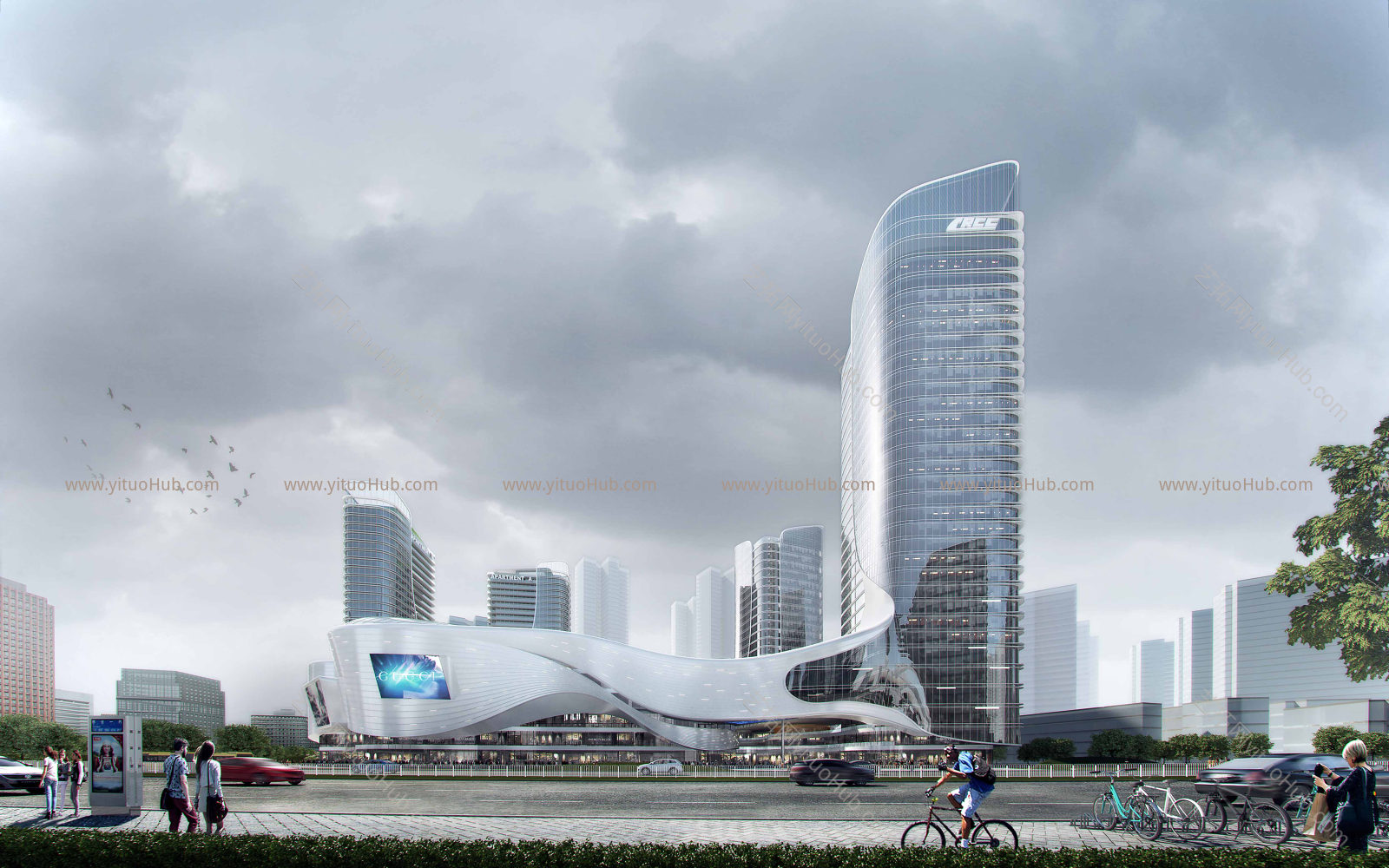 商业购物中心建筑效果图