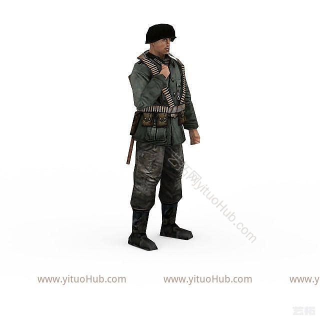 现代军人士兵战士男人模型