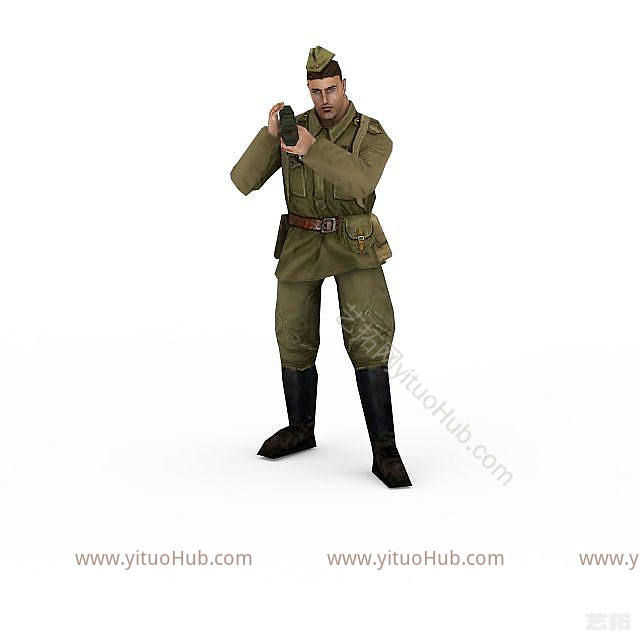 现代军人士兵战士男人模型
