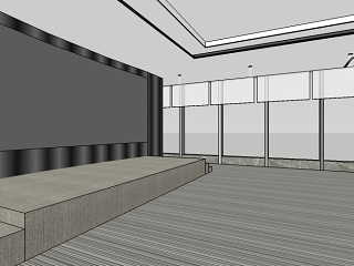 现代办公室餐厅整体模型
