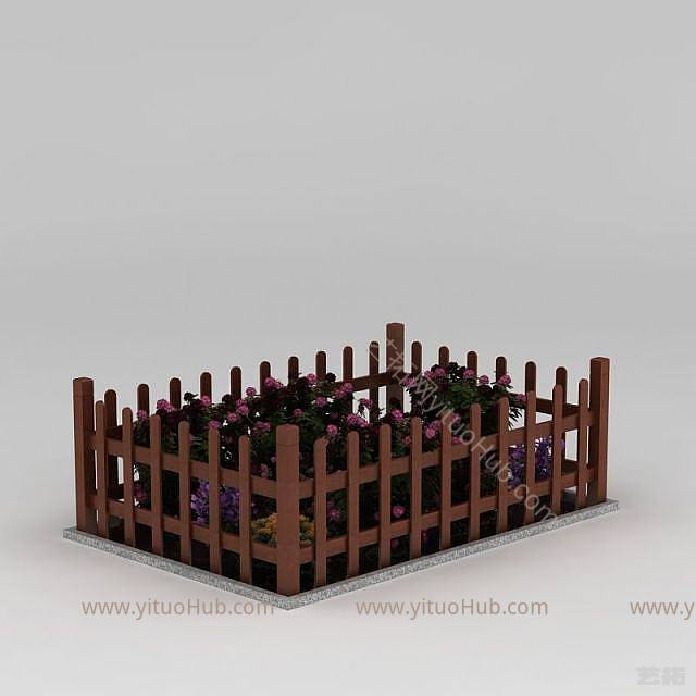 现代栅栏式花盆模型