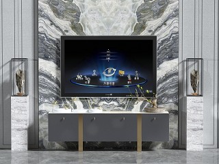 现代电视墙模型