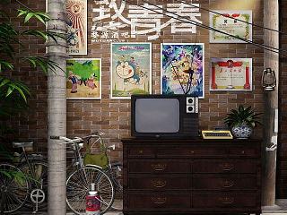 现代怀旧电视柜模型