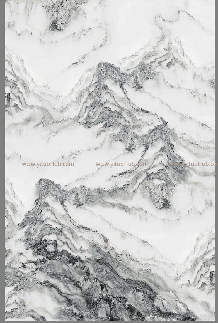 白色水墨山水大花图案纹理背景墙石材大理石 (41)
