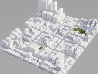 现代城市建筑鸟瞰 白膜配楼su模型