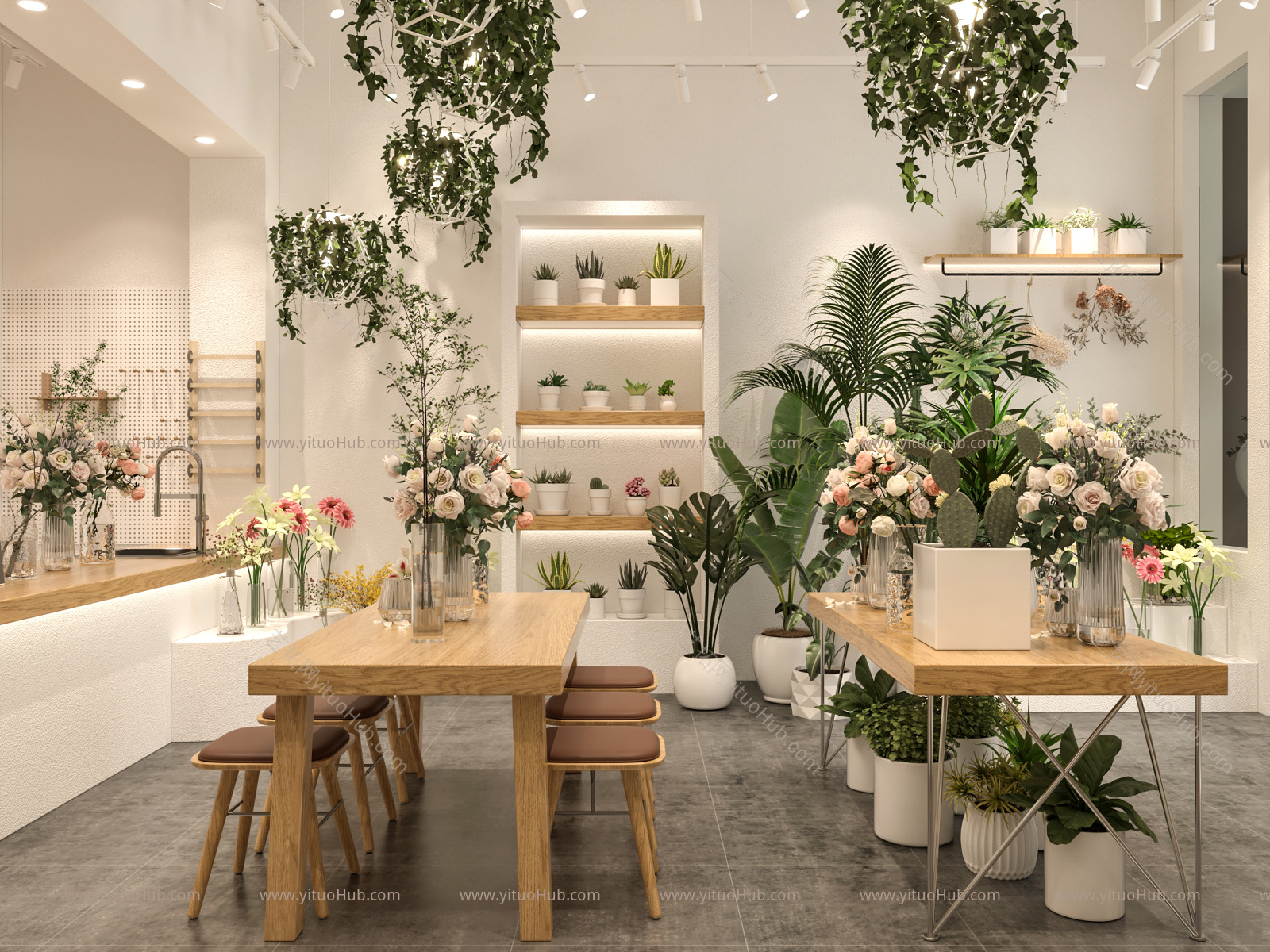 现代花店 门头 绿植 花卉