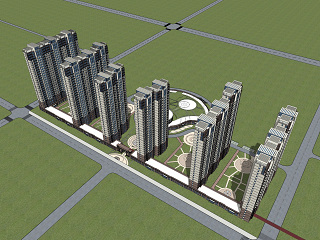现代高层住宅SU模型