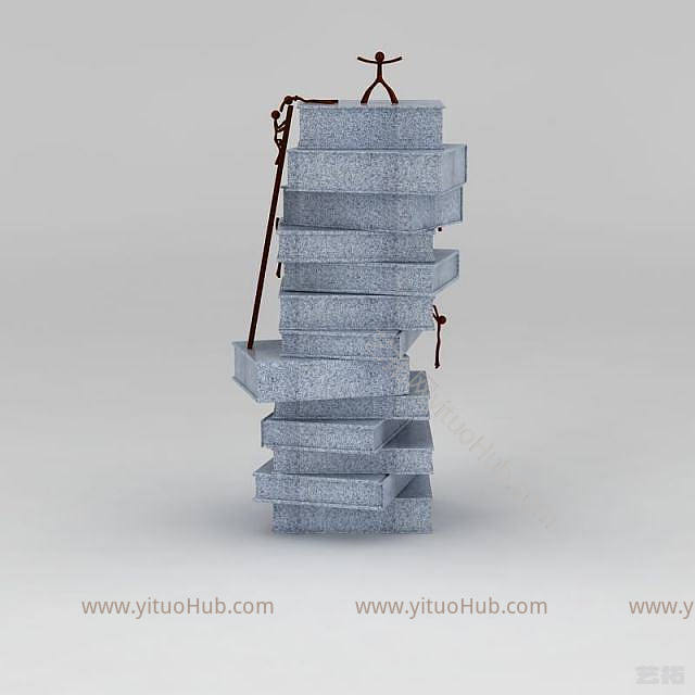 现代校园图书雕塑模型