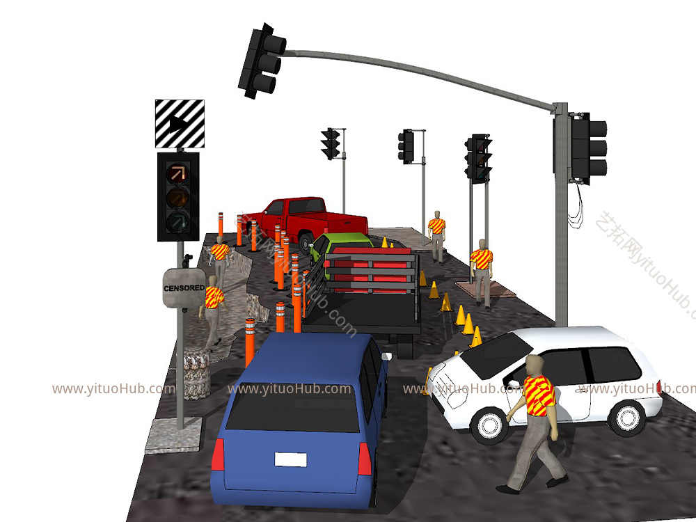 道路路口景观模型