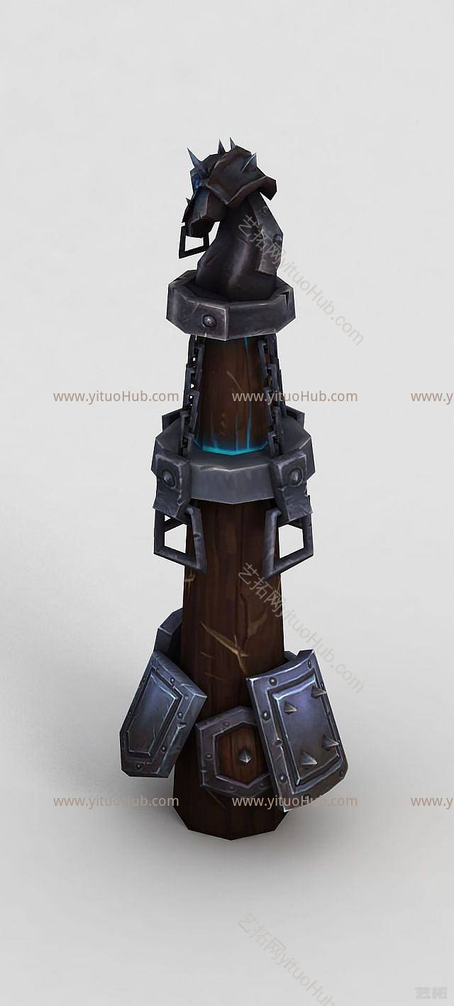 现代魔兽世界马头木桩模型