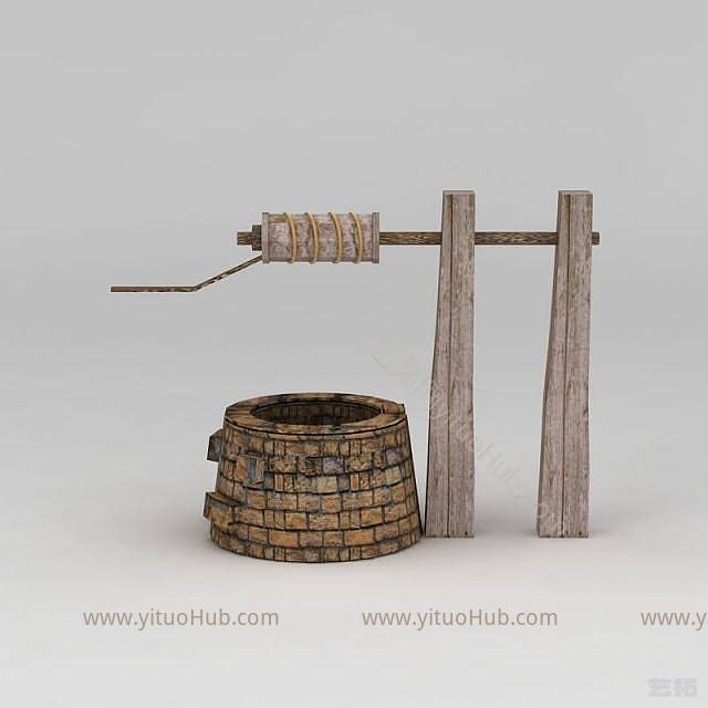 现代古代农家水井模型
