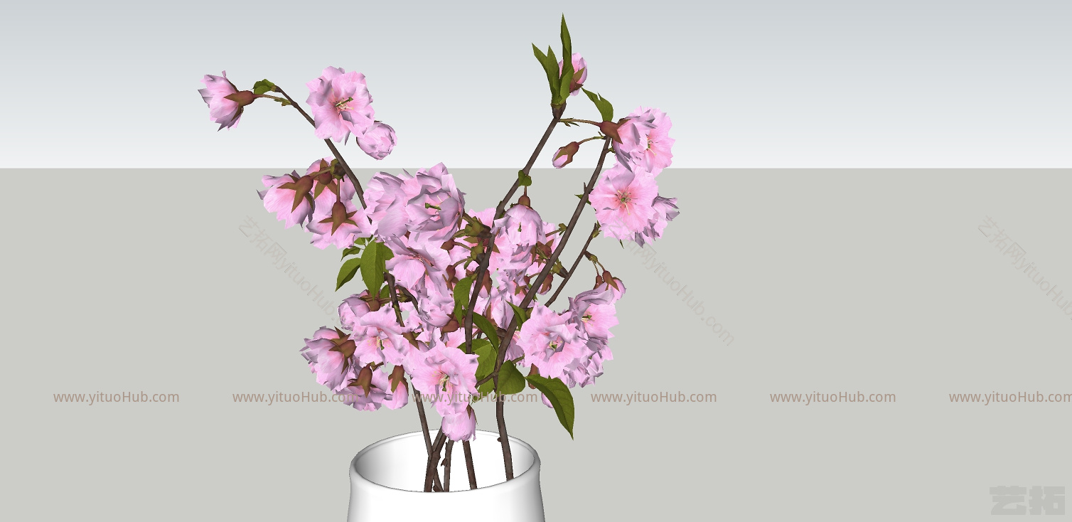 桃花 插花花瓶模型