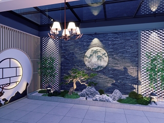 新中式砾石旱景