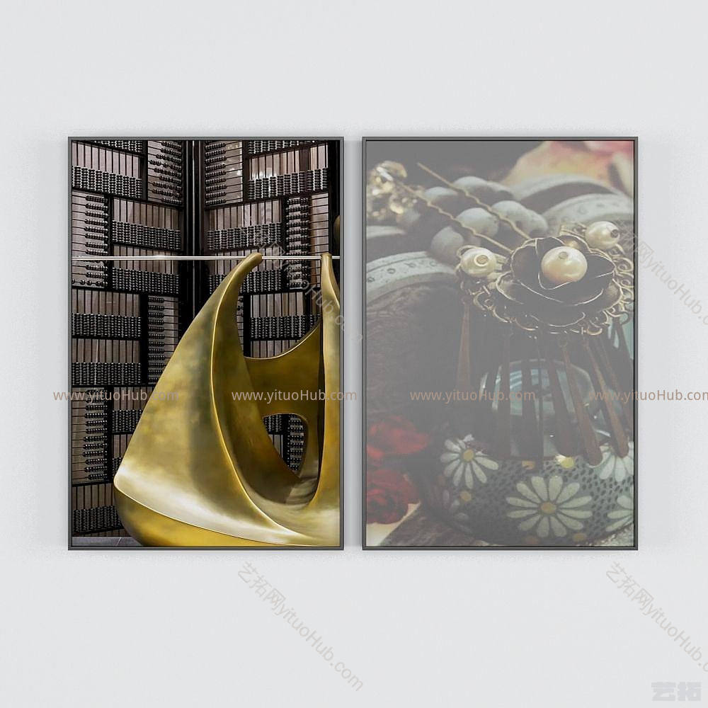 现代中国古董装饰挂画模型
