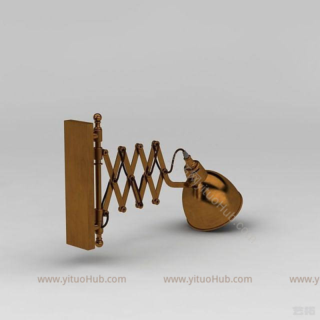 金色复古工业风壁灯模型