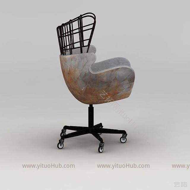 工业LOFT现代黑色工业风铁艺椅子模型