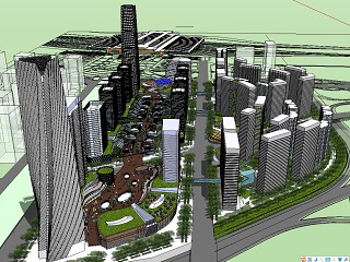 现代商业步行街模型