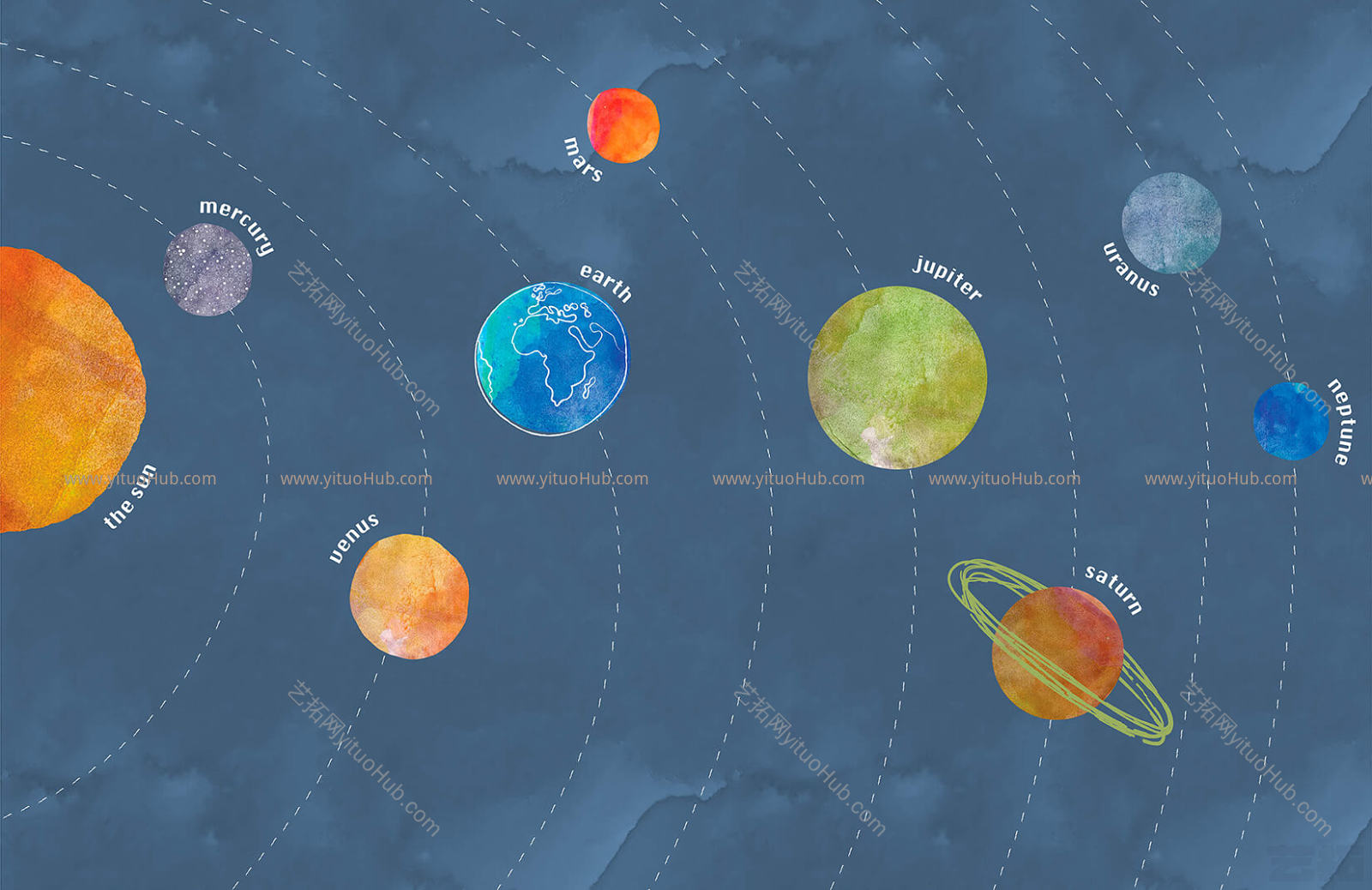 儿童房太空图案图案壁纸墙纸壁布 (3)