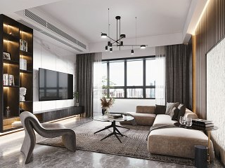现代简约客厅餐厅3d模型