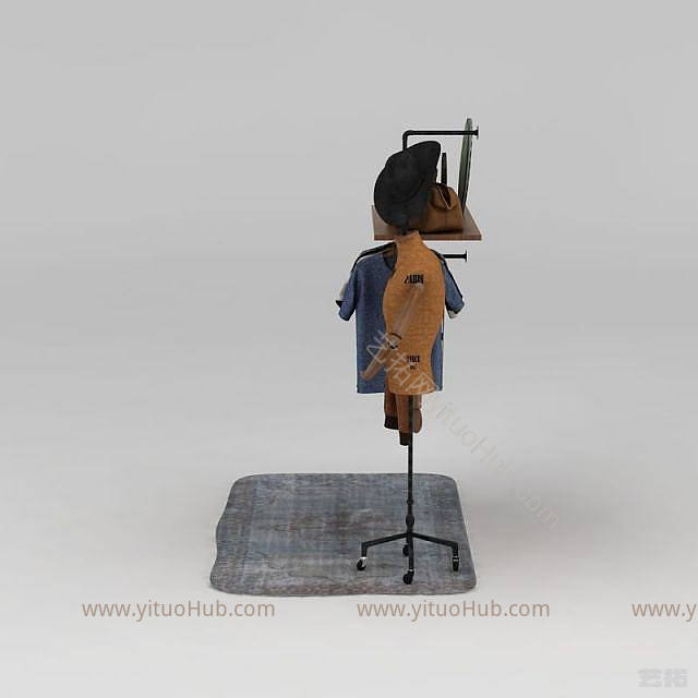 现代复古服装架模型