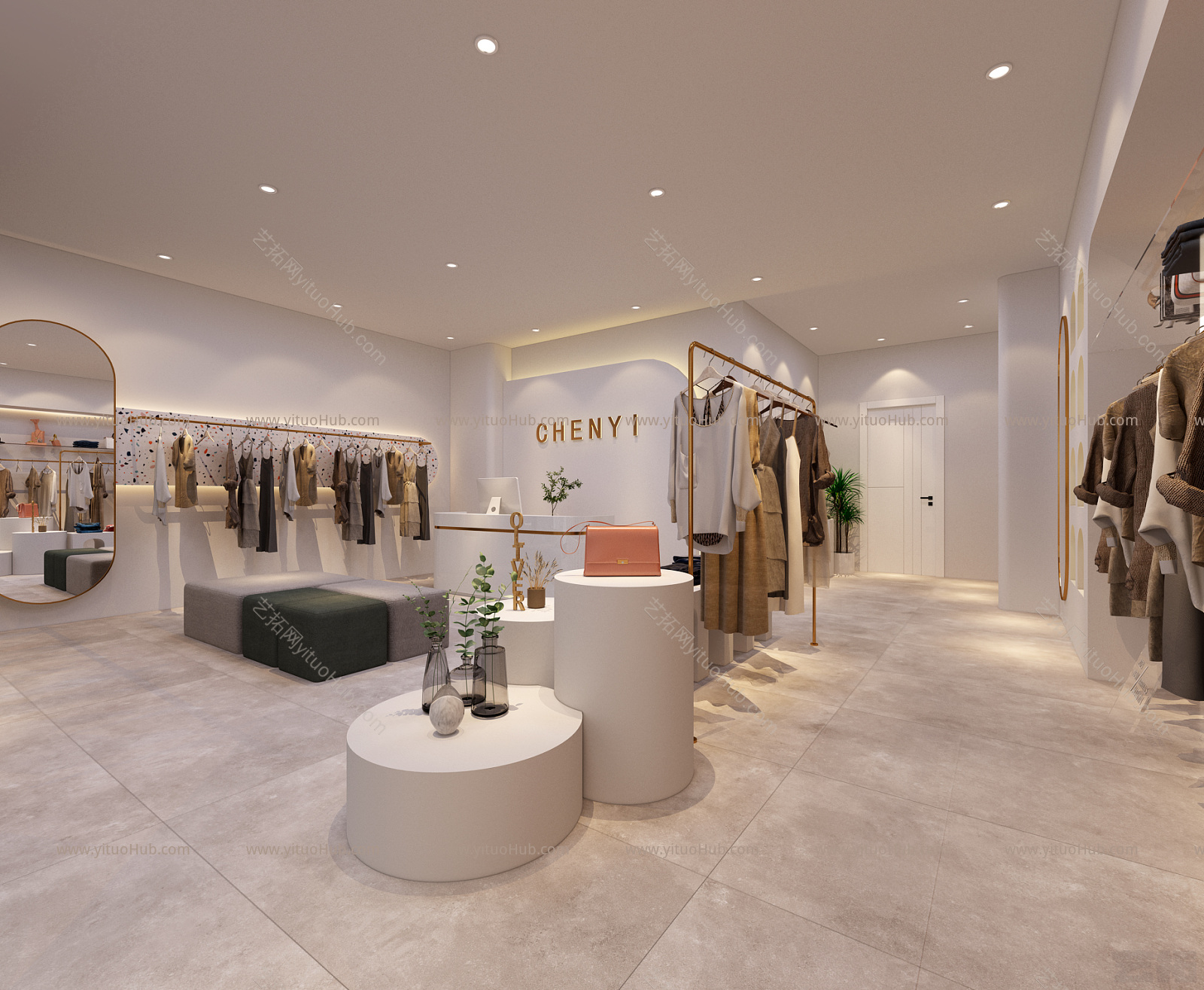现代女装服装店 前台 卡座