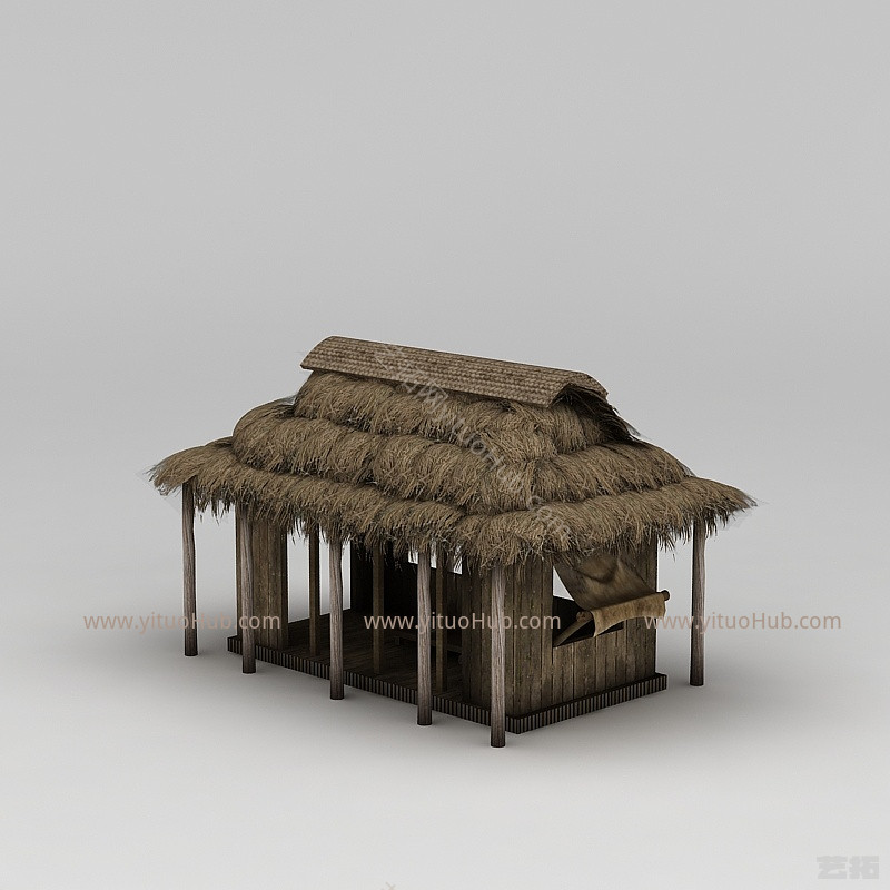 现代茅草屋模型