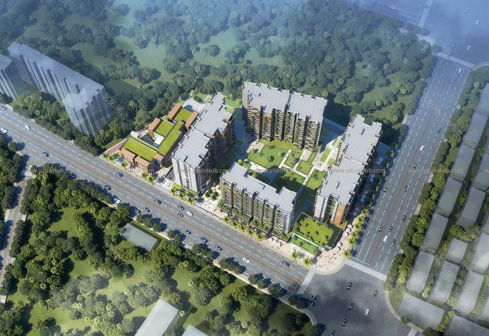 现代小区建筑 