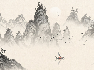 新中式水墨风山水背景