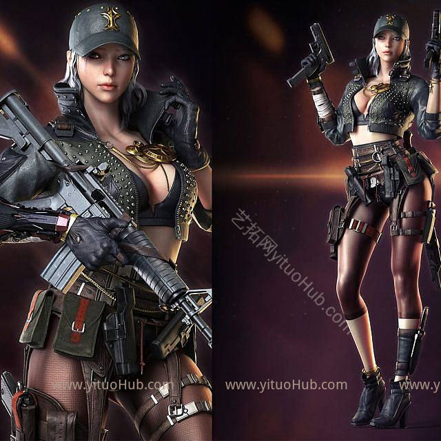 现代游戏角色美女模型