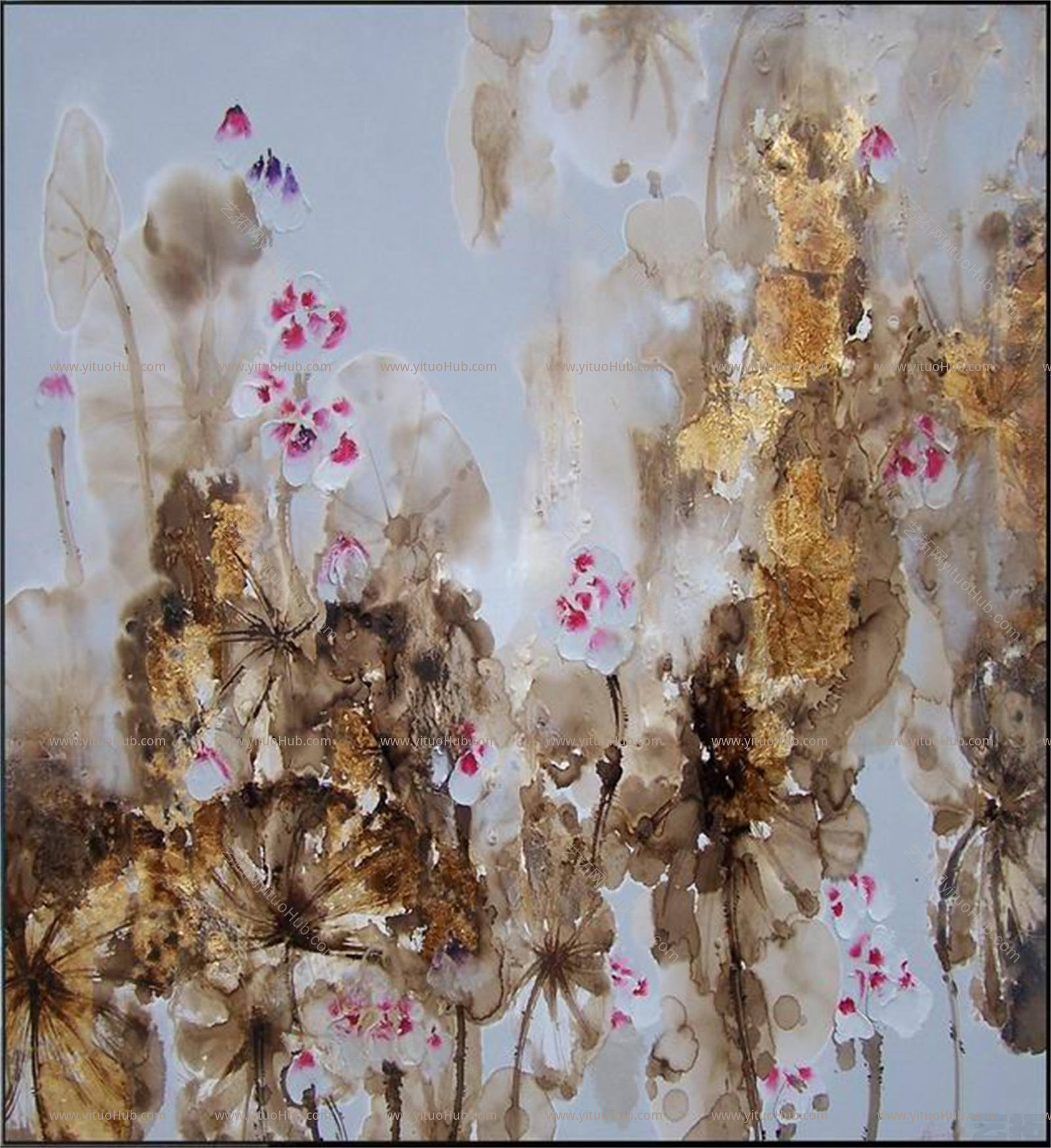 中式水墨画荷花装饰画
