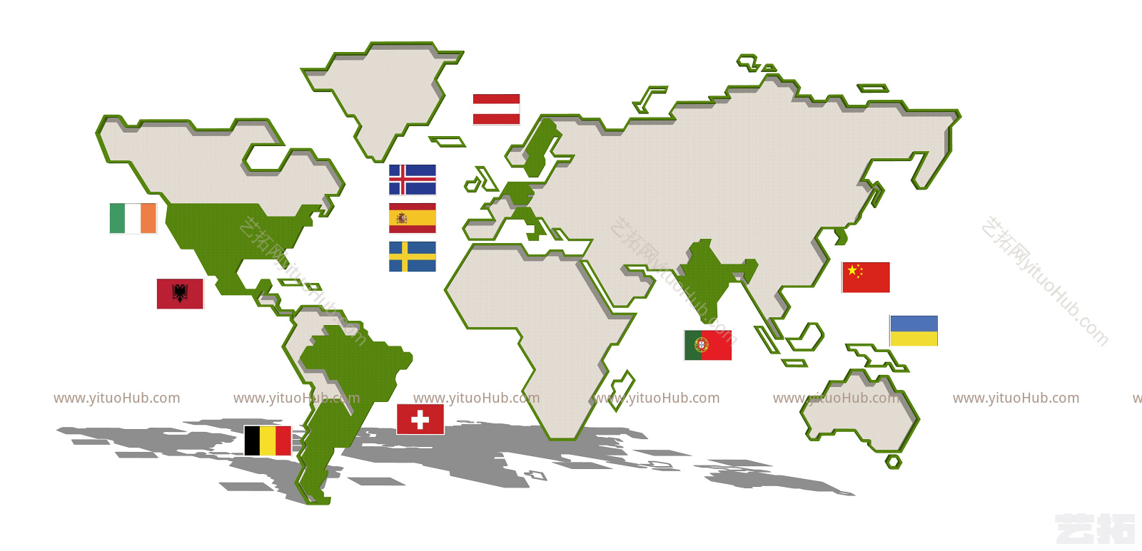 现代墙饰地图挂件