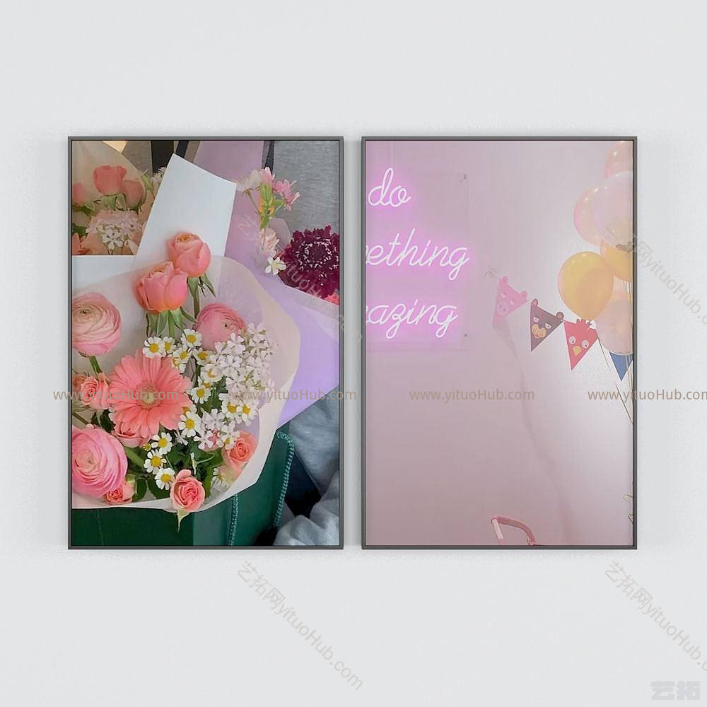 现代鲜花装饰画模型