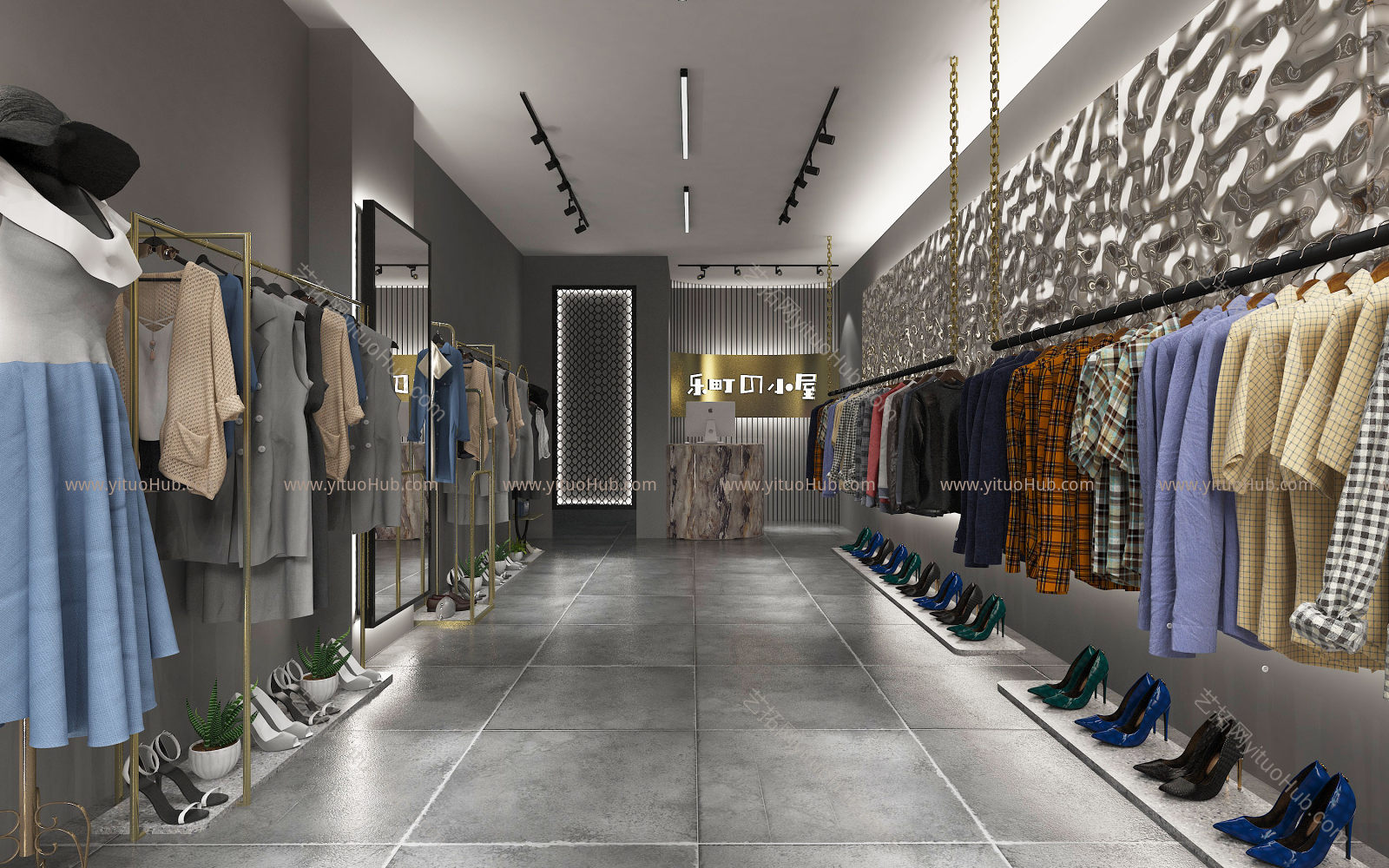 工业风服装店 精品屋 小店 模特 衣服