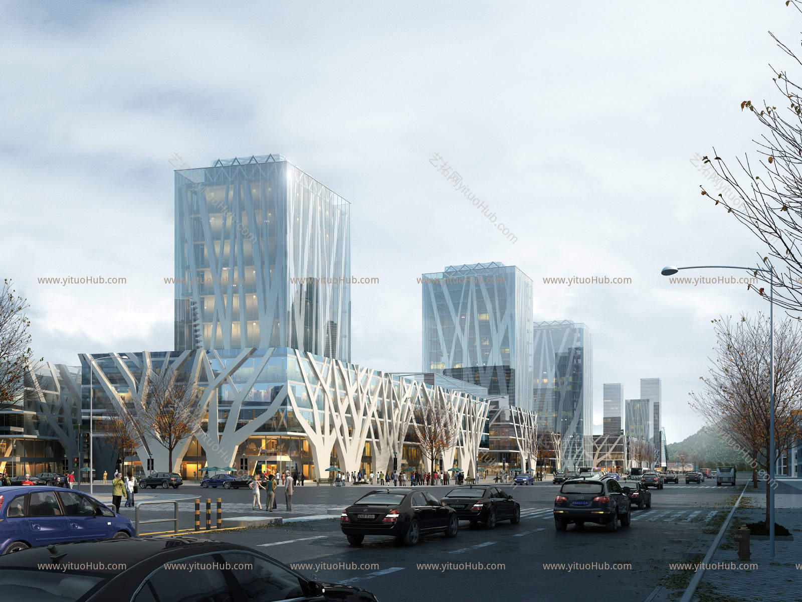 商业办公综合建筑效果图