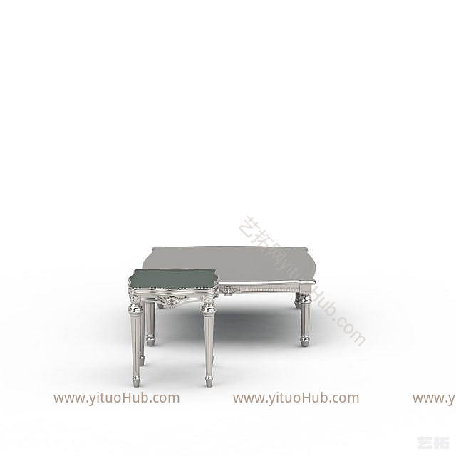 简欧欧式白色方桌模型