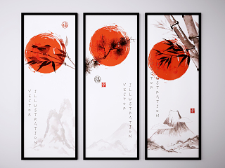 新中式装饰画挂画 水墨画 艺术画