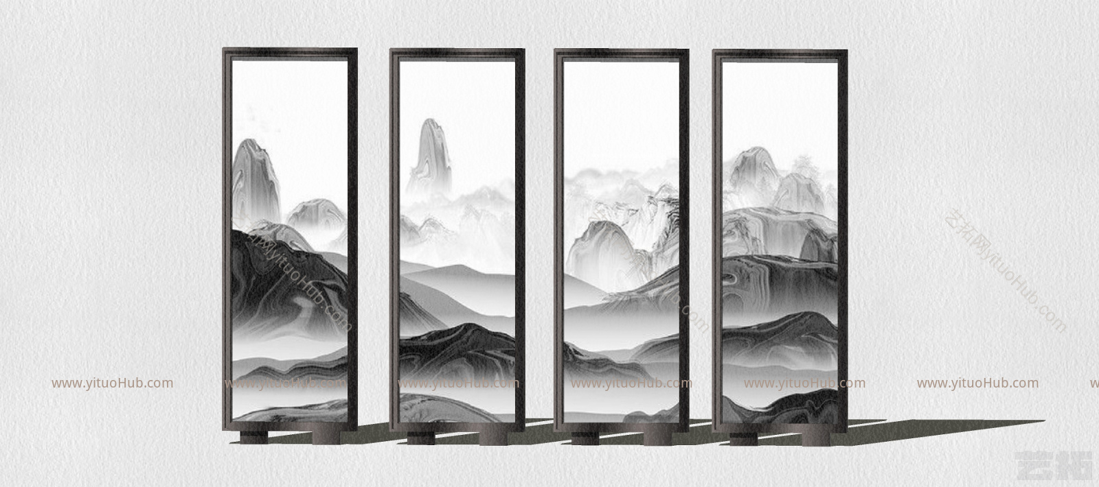 新中式山水景墙