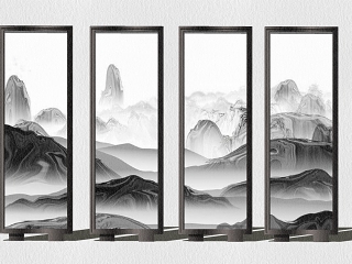 新中式山水景墙