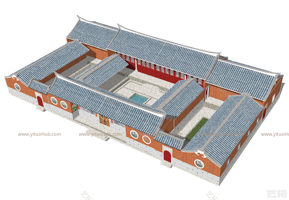 中式古建筑四合院住宅建筑