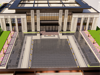 新中式展示区景观及建筑SU