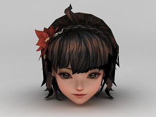现代剑网三人物女头部发型模型