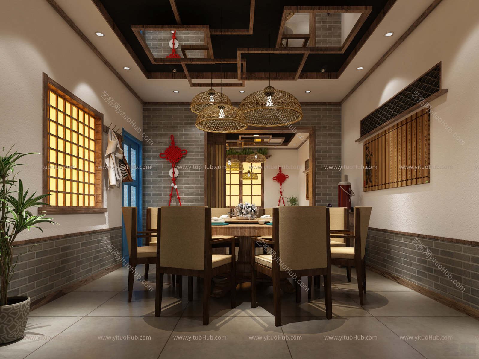 中式烧烤店包厢
