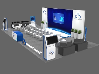 未知简约科技感3d展厅模型